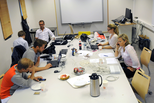 NRKs valgredaksjon ved NHH, 29. august 2013 (Foto: HAllvard Lyssand)