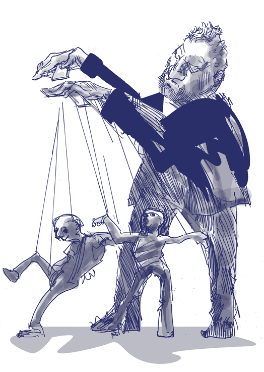 Marionettar (Illustrasjon: Willy Skramstad for NHH Bulletin)